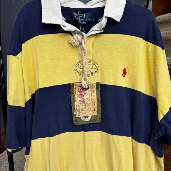 Polo Ralph Lauren Other - New vintage Polo Ralph Lauren Yellow and Blue Striped Rugby Shirt Large L